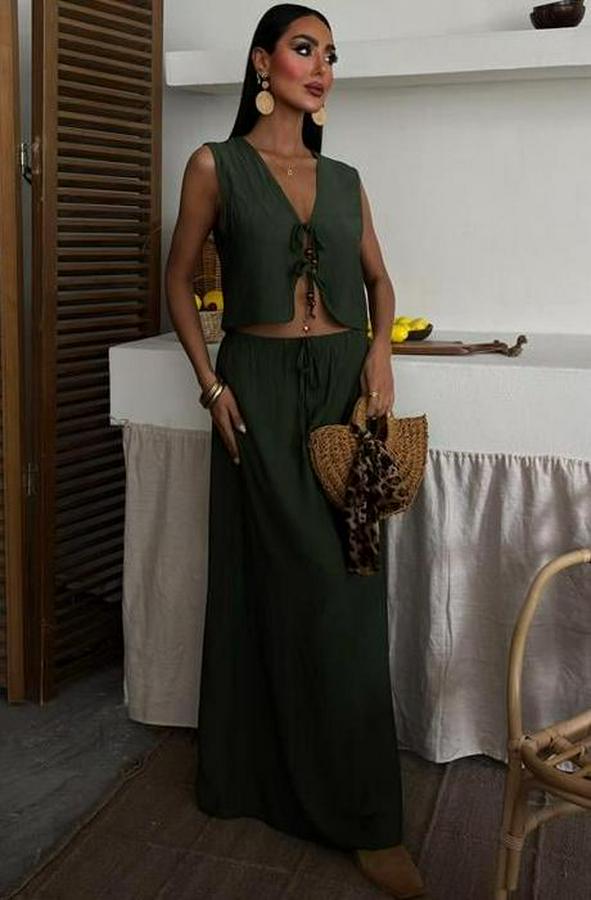 Yelek Önden Bağlamalı Uzun Etekli Takım 10192