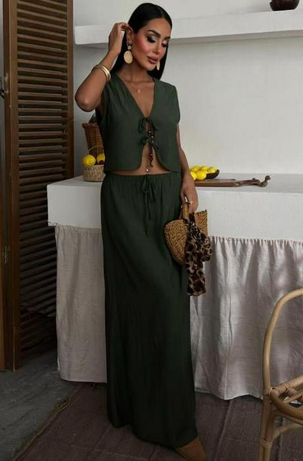 Yelek Önden Bağlamalı Uzun Etekli Takım 10192