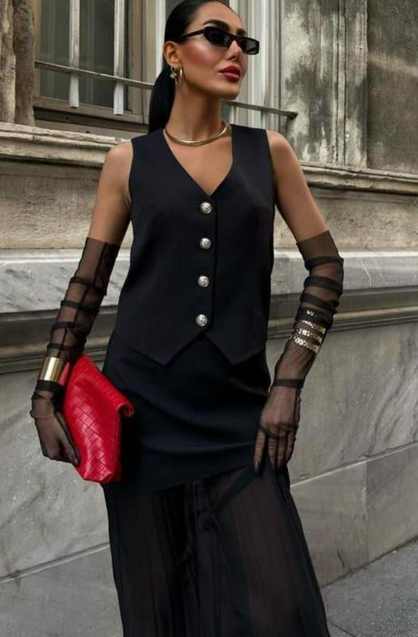 Yelek Ve Pilise Etekli Premium Takım 10096