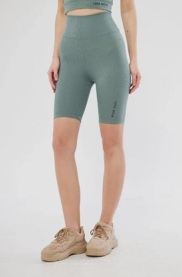 Yüksek Bel Fitilli Biker Baskılı Şort