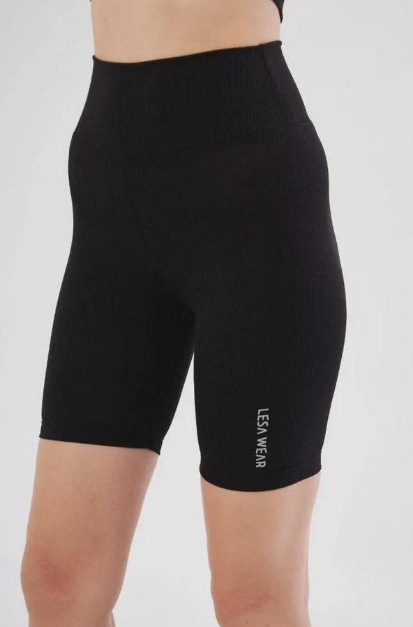 Yüksek Bel Fitilli Biker Baskılı Şort