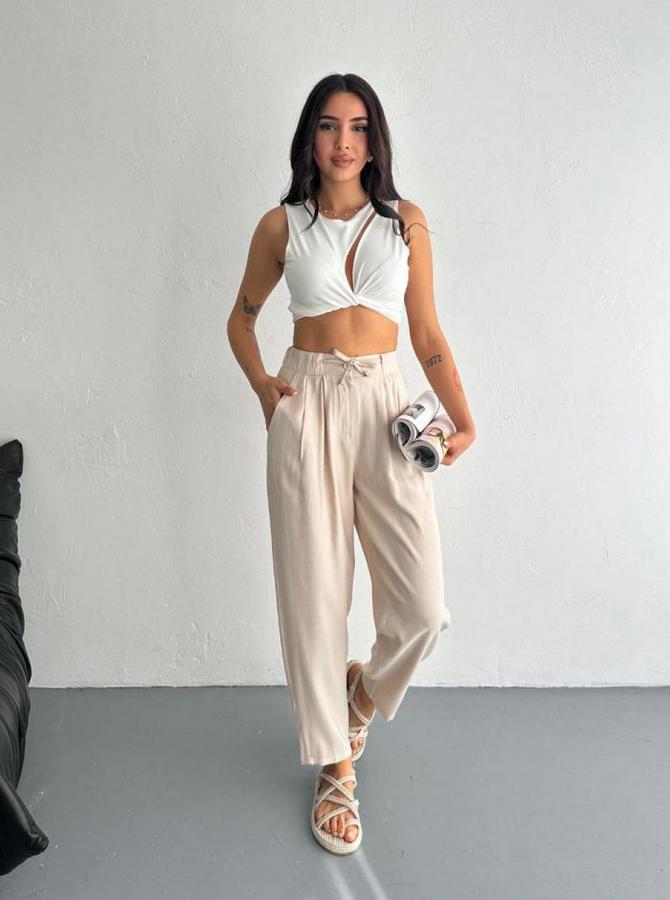 Yüksel Bel Rahat Paça Pantalon